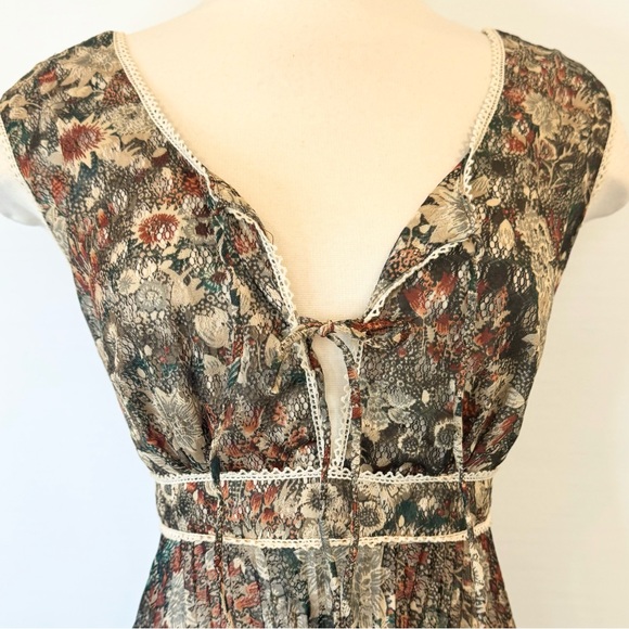 🌺SOLD🌺 Young Edwardian by Arpeja Vintage Floral Prairie Pleated Milkmaid Dress - Picture 7 of 15